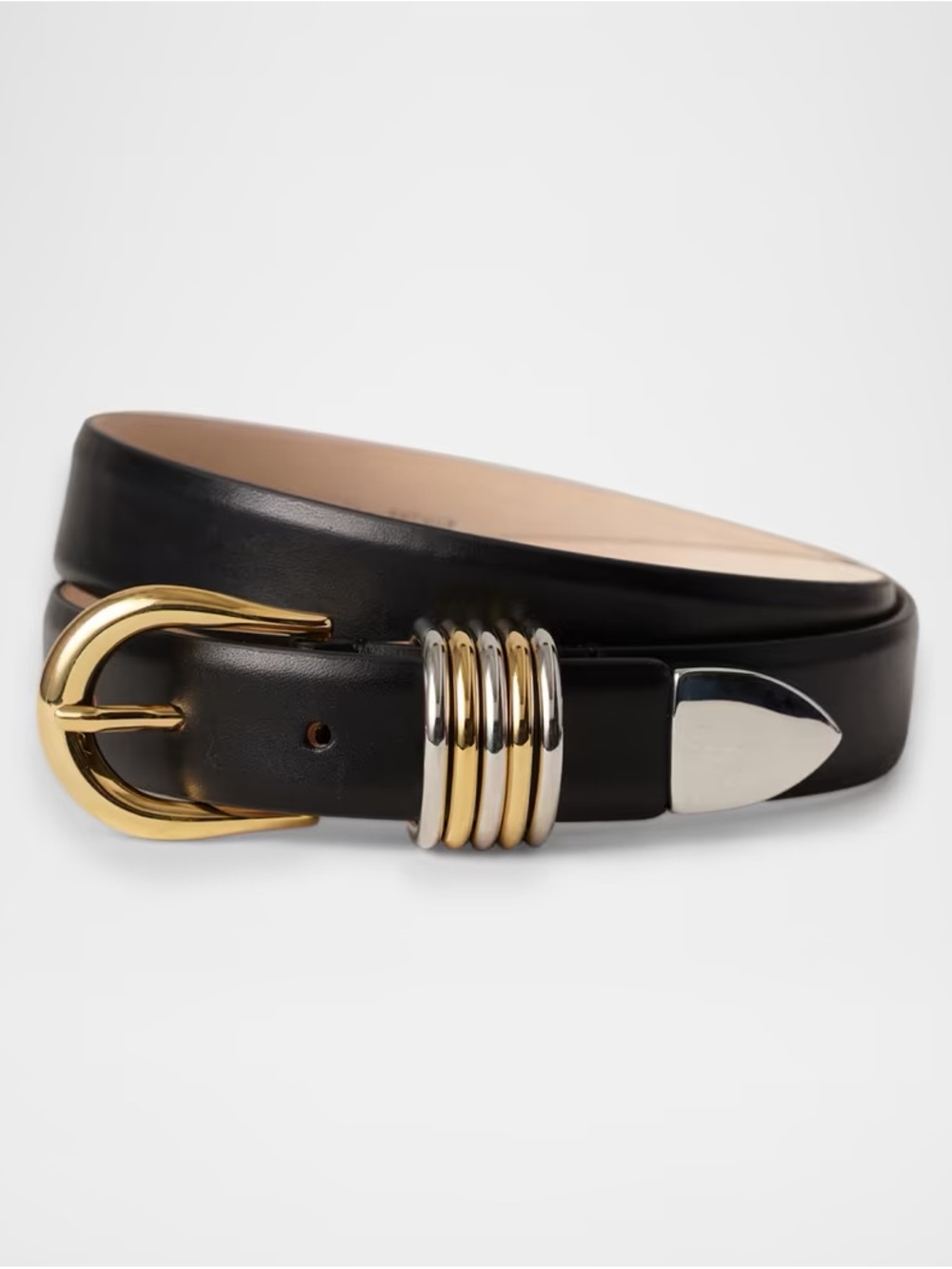 Déhanche Hollyhock Mix Metal Leather Belt Black L